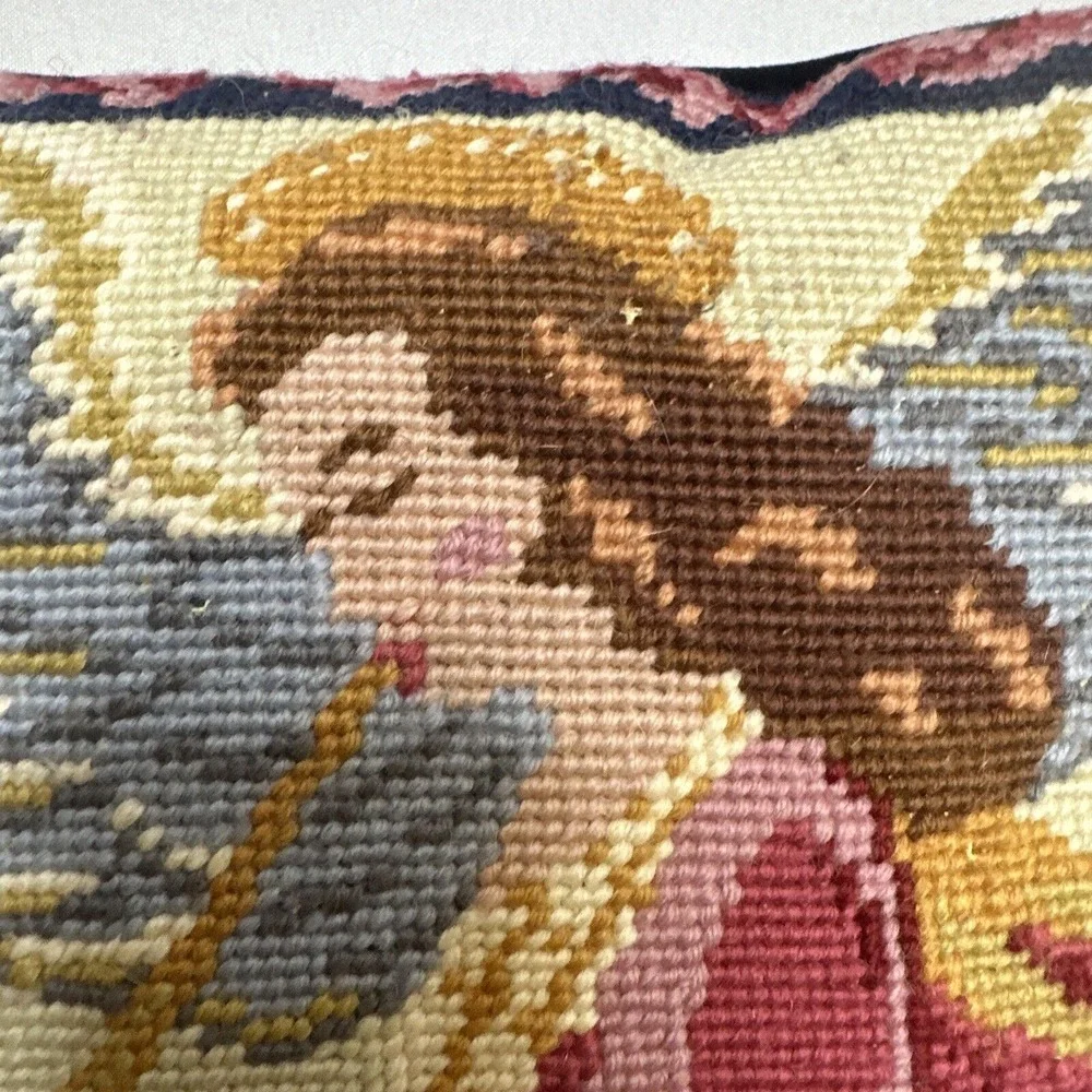 Christmas Angel Needlepoint Pillow 10 x 10‎ in Square Holiday Decor